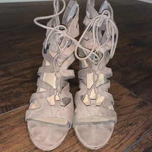 Steve Madden Suede Nude Block Heels